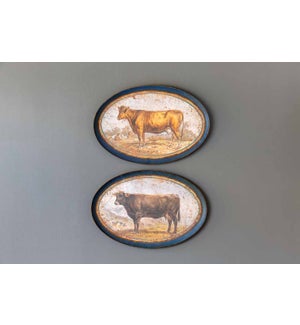 Aged Brown Cows Decorative Hanging Trays, 2 Assorted Styles