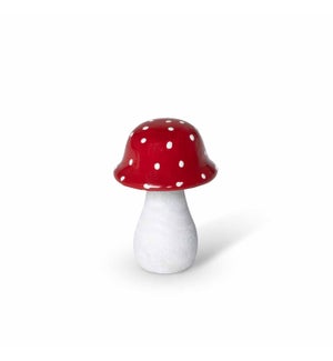 Red Polka Dot Wooden Mushroom, Mini