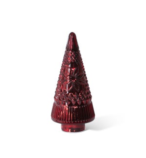 Festive Red Glass Lighted Christmas Tree, 12 in.