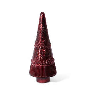 Festive Red Glass Lighted Christmas Tree, 18 in.
