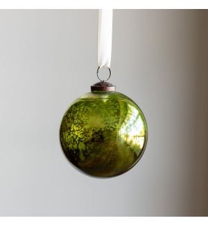 Antique Mercury Glass Ball Ornament, Citrus Green, Small