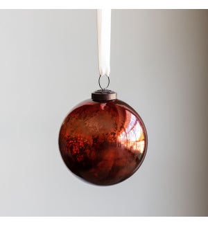 Antique Mercury Glass Ball Ornament, Plum, Small