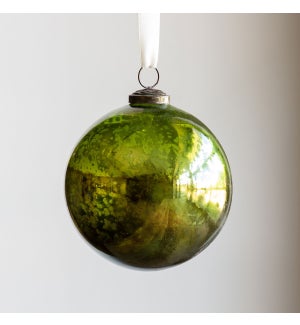 Antique Mercury Glass Ball Ornament, Citrus Green, Large