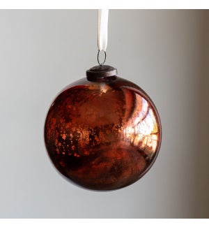 Antique Mercury Glass Ball Ornament, Plum, Large