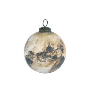 Brown Marble Pattern Mercury Glass Ball Ornament, Medium