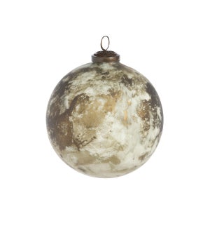 Brown Marble Pattern Mercury Glass Ball Ornament, Large