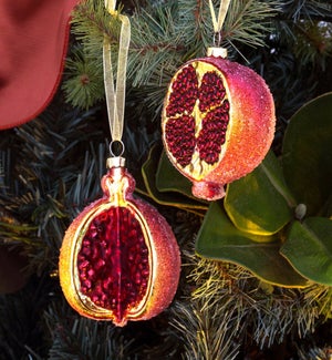 Beaded Glass Pomegranate Ornament, 2 Assorted Styles