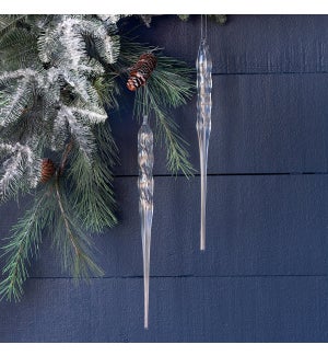 Glass Icicle Ornament, Large, 2 Assorted Styles