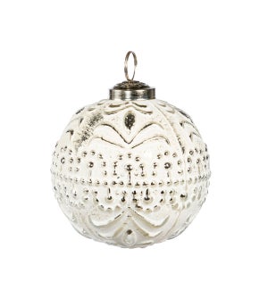 St. Lucia Embossed Glass Ball Ornament, Medium