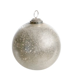 Frosted Icy Silver Glass Ball Ornament, Large