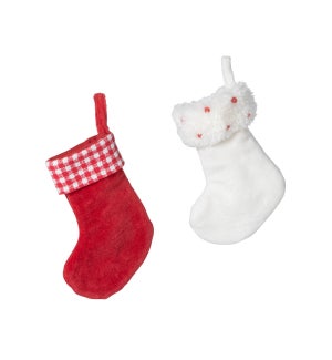 Gingham Check and Polka Dot Stocking Ornament, 2 Assorted Styles
