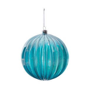 Northern Sky Blue Pleated Glass Ball Ornament