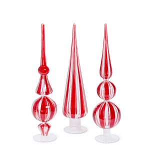Hand Painted Stripe Finial, 3 Assorted Styles