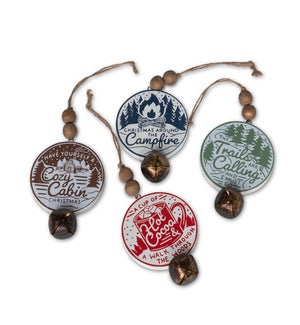 Camping Sentiment Wood Disc Ornament, 4 Assorted Styles