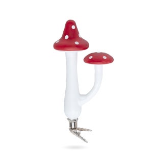 Double Cap Polka Dot Mushroom Clip on Ornament