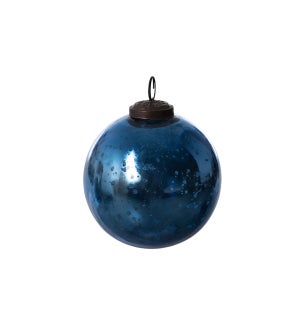 Antique Shiny Blue Glass Ball Ornament, Medium