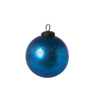 Antique Matte Blue Glass Ball Ornament, Medium