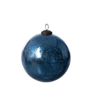 Antique Shiny Blue Glass Ball Ornament, Extra Large
