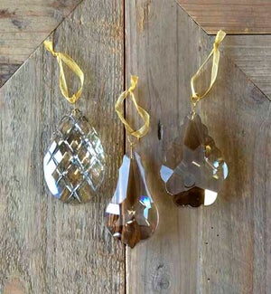 Faceted Crystal Gem Ornaments, 3 Assorted Styles