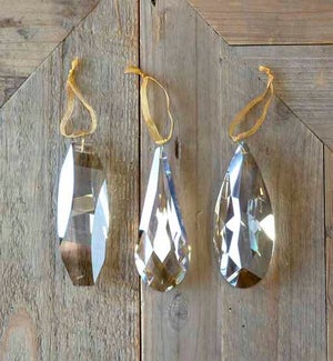 Faceted Elongated Crystal Gem Ornaments, 3 Assorted Styles