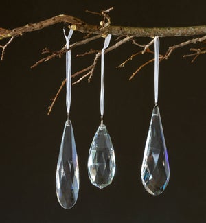 Faceted Crystal Drop Clear Ornaments