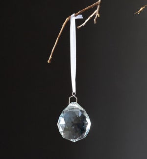 Crystal Faceted Ball Ornament Clear