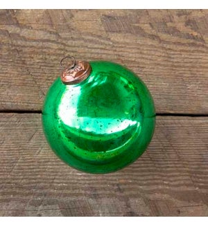 Antique Shiny Emerald Glass Ball Ornament, Extra-Large