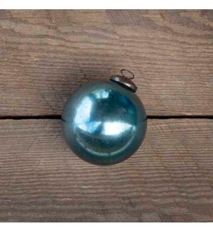 Antique Shiny Blue Kyanite Glass Ball Ornament, Medium