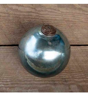 Antique Shiny Blue Kyanite Glass Ball Ornament, Extra-Large