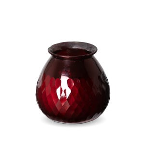 Crimson Thumb Cut Petite Glass Vase