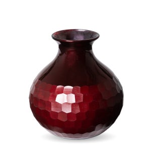 Crimson Thumb Cut Teardrop Glass Vase