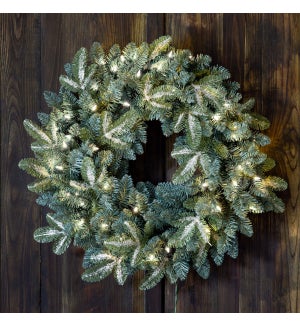 Frosted Blue Spruce Wreath With Led Lights