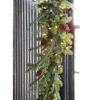 Mixed Evergreen Garland with LED Lights