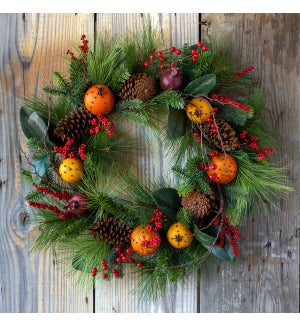 Cloved Fruit And Pine Wreath 24"
