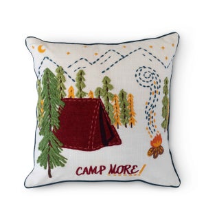 Campsite Appliqued Cotton Pillow