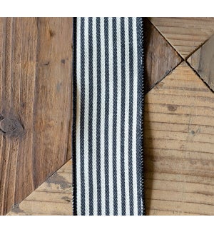 Canvas Stripe Ribbon, Black/Cream