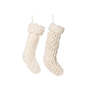 Hand Knit Wool Sweater Stocking, 2 Assorted Styles