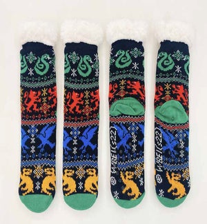 Harry Potter Houses Christmas Pattern Sherpa Socks