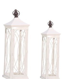 26 inch Sleek Lantern Set/2 - White