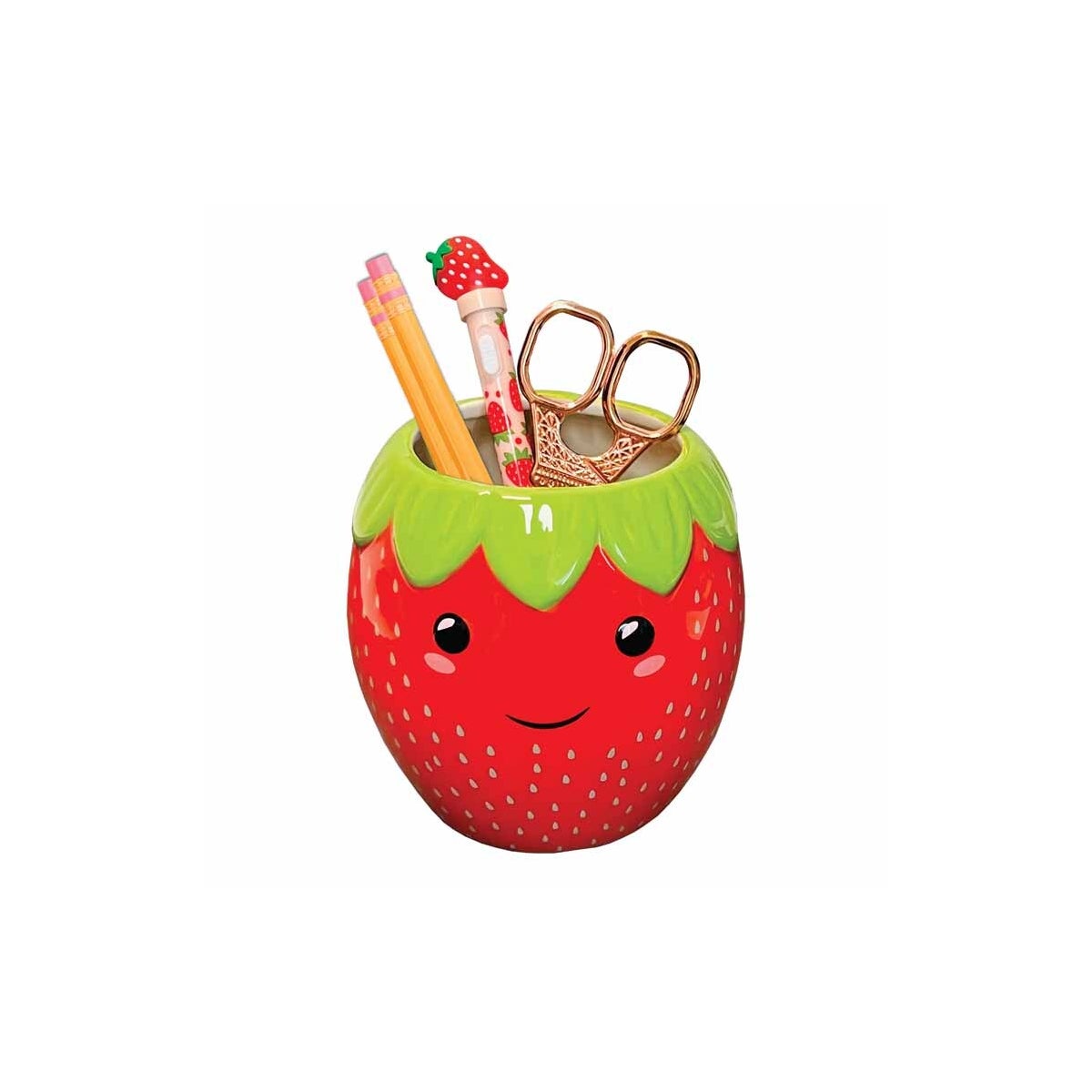 Strawberry Ceramic Pen Holder