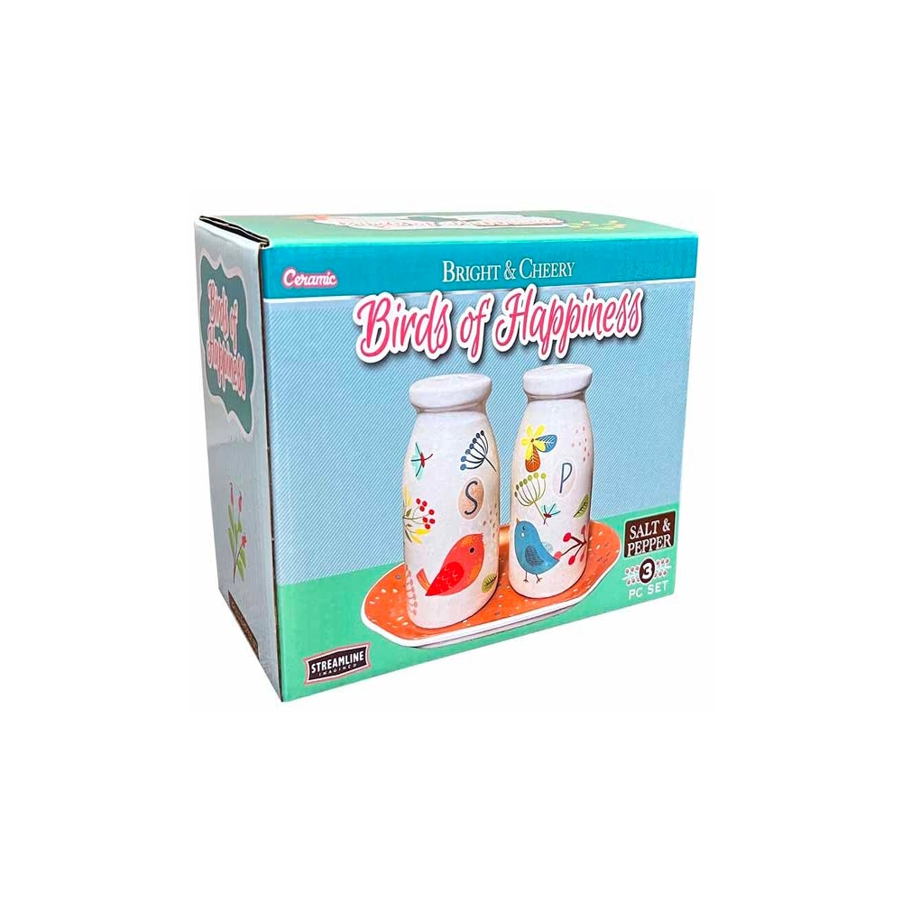 Birds Of Happiness Salt and Pepper Set with Plate