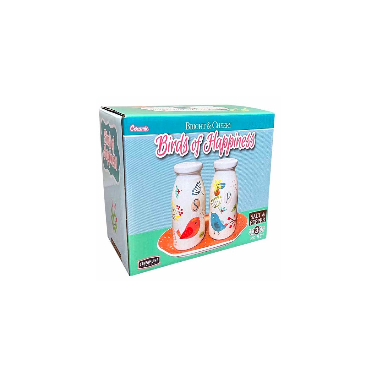 Birds Of Happiness Salt and Pepper Set with Plate
