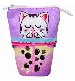Boba Kitty Collapsible Pencil Case with 6 Colored Gel Pens