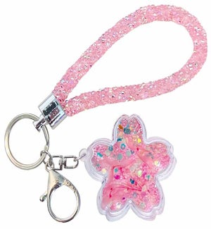 Glitter Petal Key Charm - Pink