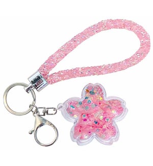 Glitter Petal Key Charm - Pink