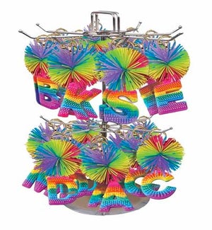 Cushie Ball Alphabet Keyring - 52 Piece Assortment With Spinner Display - 2 Pieces Per Letter