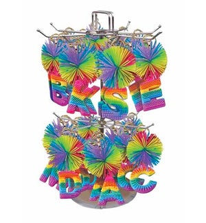 Cushie Ball Alphabet Keyring - 52 Piece Assortment With Spinner Display - 2 Pieces Per Letter