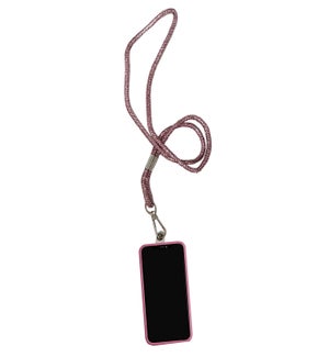 Glitter Necklace Phone Holder - Pink