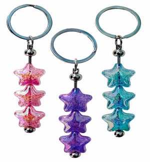 Jeweled Keyrings - Sparkle Stars Assortment - Asst 3 Colors