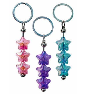 Jeweled Keyrings - Sparkle Stars Assortment - Asst 3 Colors